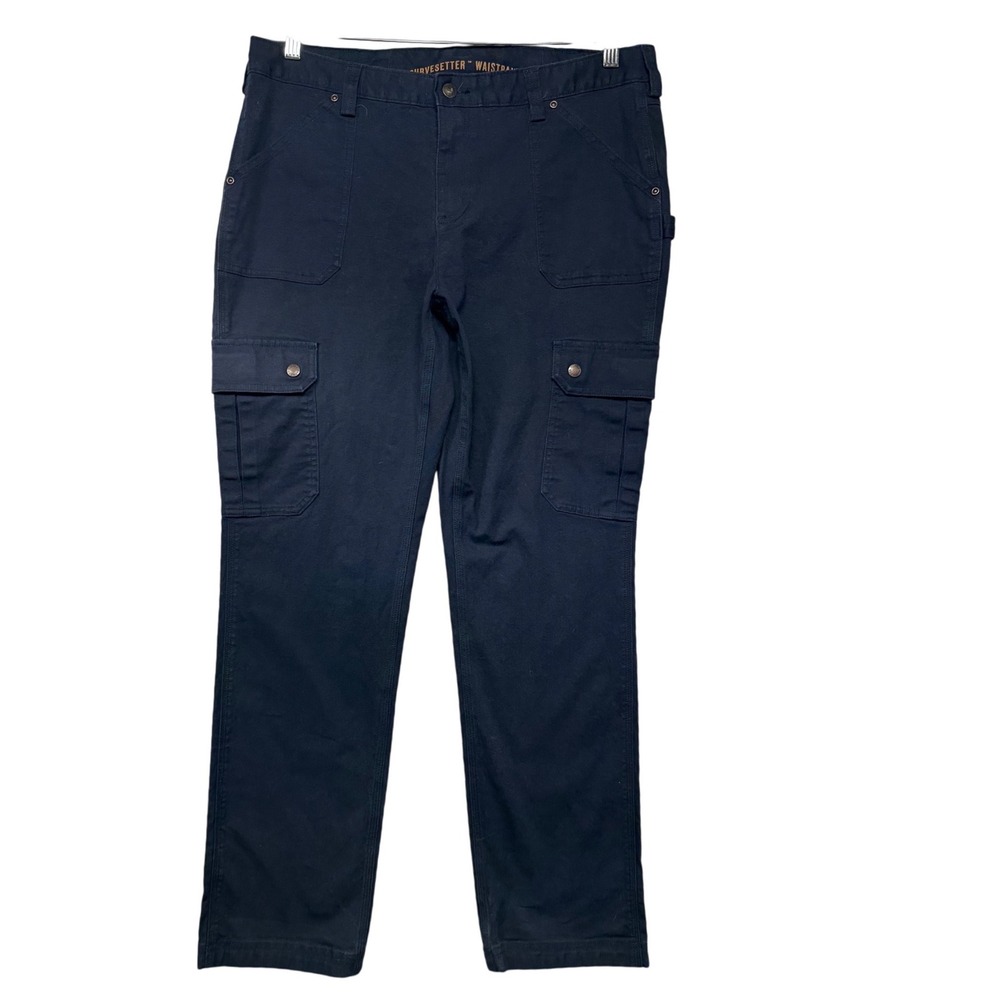 Duluth Trading Curvesetter Navy Cargo Firehose Pants Womens 14x31 Work Utility
